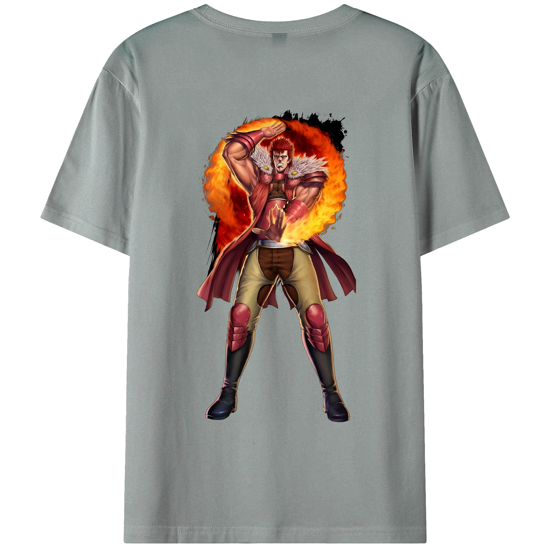 （画像用） 北斗の拳 Fist of the North Star 綿100％ メンズ半袖Tシャツ（バックプリント） 通気性
